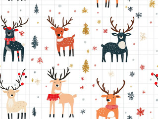 Obraz premium christmas seamless pattern with deer