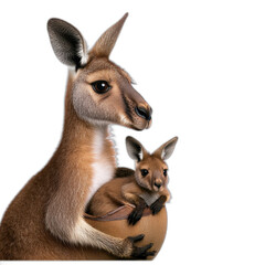 Fototapeta premium Mother Kangaroo Protecting Joey In Pouch Australian Wildlife Cute Animal Photo