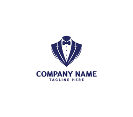 Vector tuxedo men logo design. Bow tie tuxedo suit gentleman fashion tailor clothes. Gentleman's suit