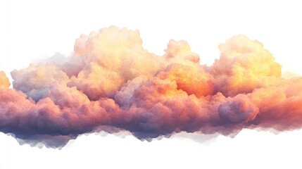 Fototapeta premium Bright sunset clouds display beautiful colorful patterns on a white background