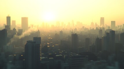 Soft Focus Morning Light Over City Skyline