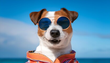 A playful Jack Russell Terrier running on the beach, enjoying the sand and surf