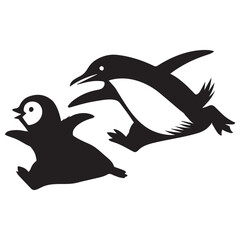 Obraz premium Little Blue Penguin Vector illustration in black and white