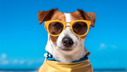 A playful Jack Russell Terrier running on the beach, enjoying the sand and surf