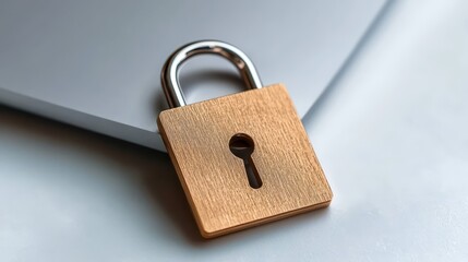 Naklejka premium Brass Padlock On Laptop