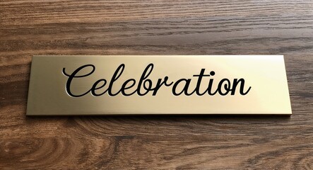Obraz premium celebration engraved text on gold name plate sign 