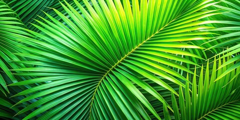 Obraz premium Tropical bright and green palm leaf frond background from an aerial perspective