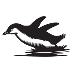 Naklejka premium Little Blue Penguin Vector illustration in black and white