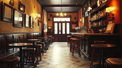 This is the inside of a contemporary tavern in Europe.