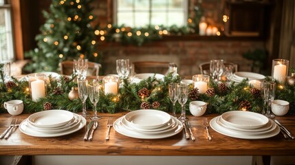Festive Family Feast with Christmas Ornaments