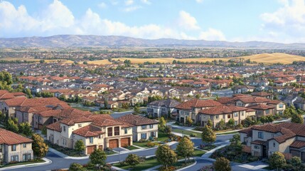 Obraz premium Bright Suburban Community with Clean Lines and Lighting