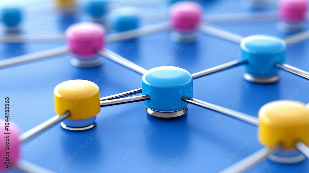 Poster background with abstract digital technology and colorful lines connecting networks