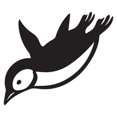 Obraz premium Little Blue Penguin Vector illustration in black and white