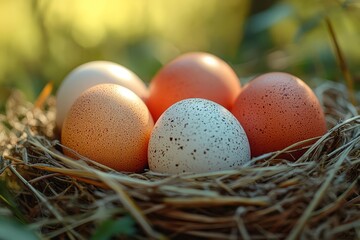 Obraz premium Warm Lighting Illuminating a Nest of Eggs