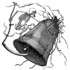 Black and white vector illustration of skeleton character