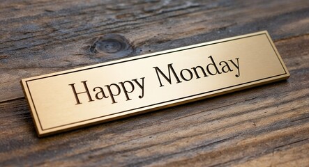 Obraz premium happy Monday engraved text on gold name plate sign 