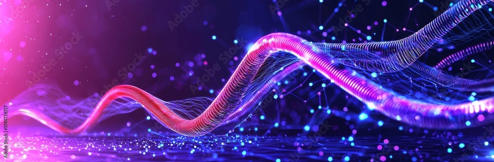 Poster big data visualisation with plexus effect. concept for quantum computers. template for presentations
