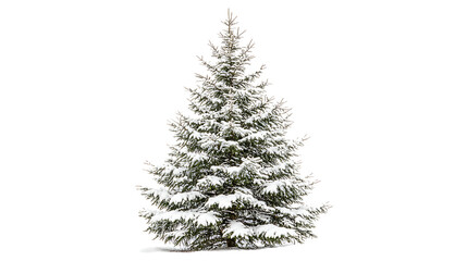 Christmas tree in snow isolated on white