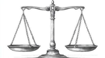 Detailed Weights for Scales Sketch - PNG Illustration with Scratches