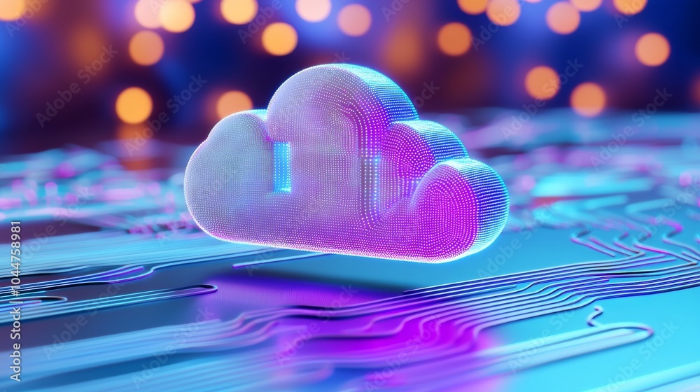 Poster in the cloud, cloud storage, circuit background data processing technology, and cloud computing are 