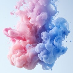Obraz premium Abstract acrylic ink cloud swirling underwater in purple and blue tones