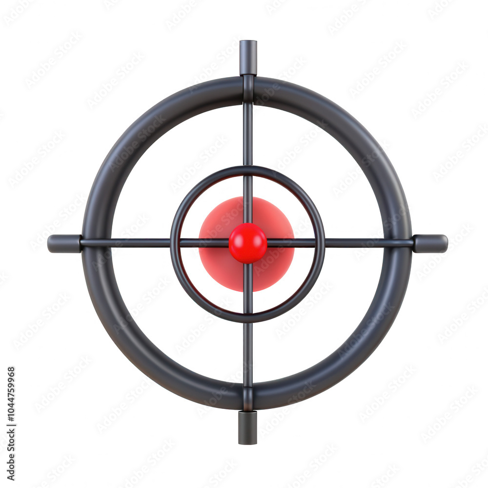 Poster a 3d render of a black target with a red center, featuring an isolated style suitable for emphasizin