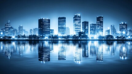 Fototapeta premium High Contrast City Skyline with Subtle Lighting Effects