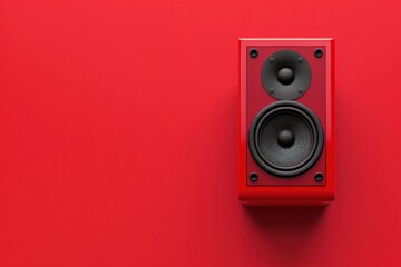 Red speaker on a vibrant red background showcasing bold design and modern aesthetics