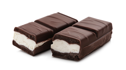 chocolate bar with creamy filling  isolated on a transparent or white background