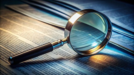 Business Analysis Document Under Scrutiny with Magnifying Glass Highlighting Checklist Items for Rigorous Evaluation and Insightful Decision-Making