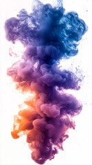 Abstract acrylic ink cloud swirling underwater in purple and blue tones