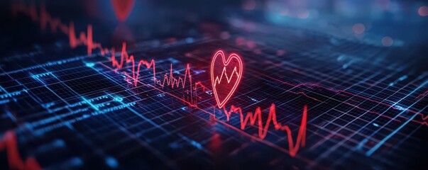 Fototapeta premium Modern Digital Graph Illustrating Heart Rate Recovery Trends Post-Exercise for Health Insights