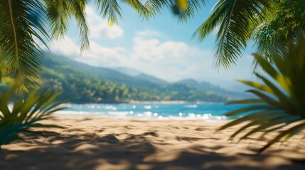 Serene Beach Scene with Gentle Waves and Soft Focus
