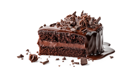 chocolate cake isolated on a transparent or white background