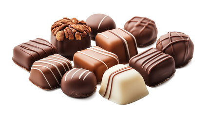 Fototapeta premium Chocolate candy isolated snack milk chocolate bonbon confection isolated on a transparent background