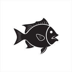 Black Fish Silhouette Vector - High-Quality Minimalist Fish Illustration
