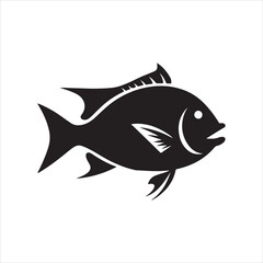 Black Fish Silhouette Vector - High-Quality Minimalist Fish Illustration