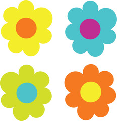set of four flowers
