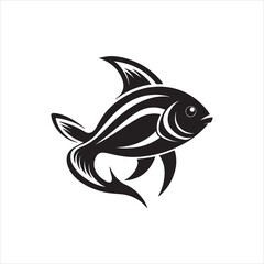 Obraz premium Black Fish Silhouette Vector - High-Quality Minimalist Fish Illustration