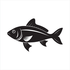 Black Fish Silhouette Vector - High-Quality Minimalist Fish Illustration