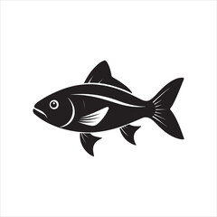Black Fish Silhouette Vector - High-Quality Minimalist Fish Illustration