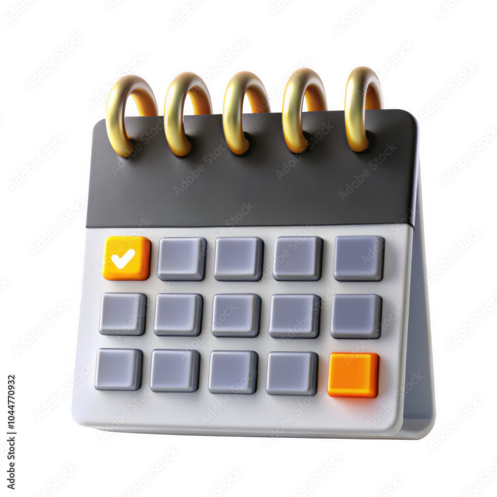 Poster a modern calendar design featuring distinctive buttons, perfect for organization and scheduling task