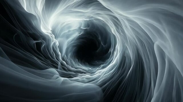 A digital illustration of a swirling vortex with shades of gray