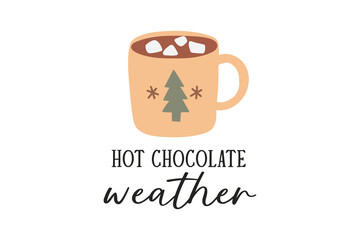 Hot Chocolate weather, Boho Christmas T Shirt Design	