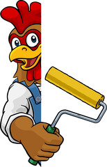 Chicken Painter Decorator Paint Roller Mascot