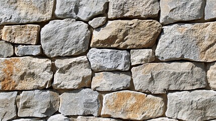 Obraz premium 2410 89.A close-up of a masonry stone wall, with rough-hewn stones arranged in a carefully crafted pattern. The varying textures and shapes of the stones create a visually interesting and tactile