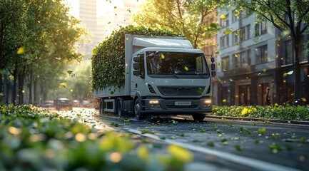 Delivery Truck Transporting Goods Through Winter Snow