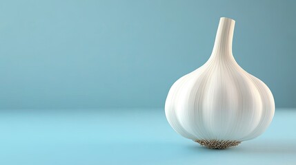 Single Garlic Bulb on Blue Background: A single garlic bulb stands tall against a vibrant blue backdrop, showcasing its pristine white form in a simple yet striking composition.