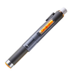 Fototapeta premium A modern pen illustration featuring a transparent body with vibrant orange ink. It showcases a sleek design ideal for artistic expressions.