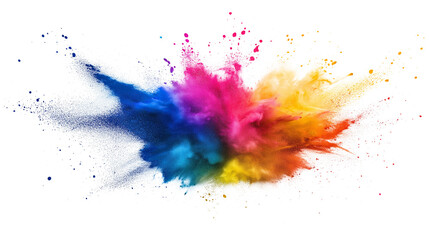Fototapeta premium PNG, Colorful rainbow holi paint splash, color powder explosion isolated on a transparent background